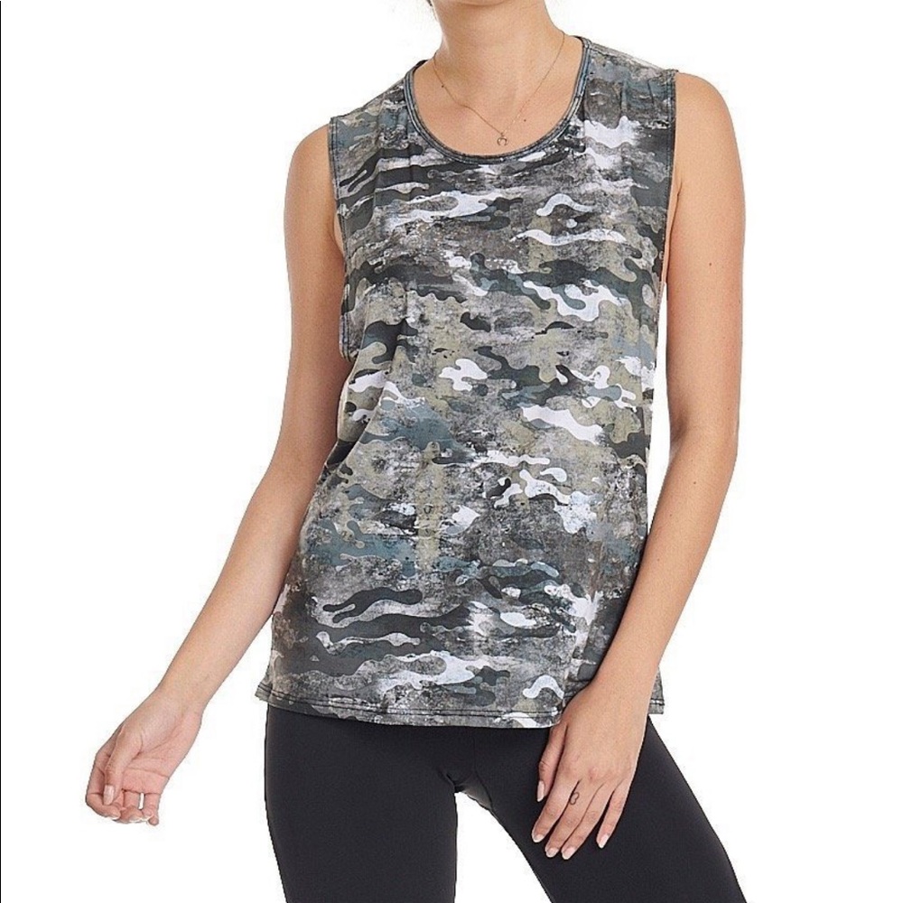 Onzie twist open back tank in camo